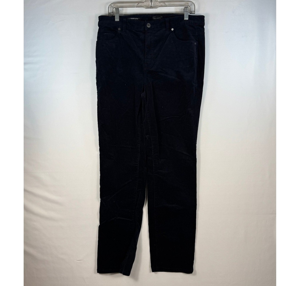 Talbots Womens Navy Blue Corduroy Straight Leg Pants Size 10 Stretch Cotton